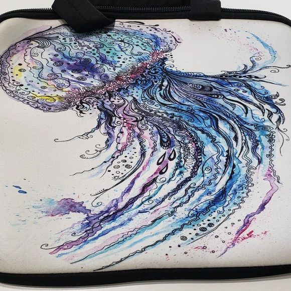 Jellyfish Soft Side Zippered Tablet Pouch Cover with Handle; Approx. 9 x 11 - Picture 6 of 7